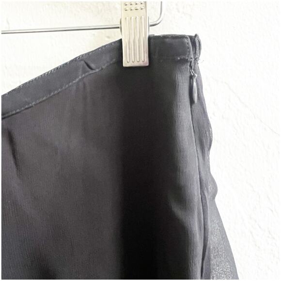 Soft Surroundings Embroidered Chiffon Black Knee Skirt Size XL Gold Embroidery - Picture 8 of 9